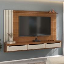 Painel para TV Até 75 Polegadas Luxo 3 Gavetas Cinamomo/Off White - Pnr Móveis
