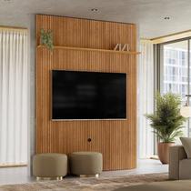 Painel para TV até 75 Polegadas MDF 180cmx244,5cm New Interlagos Marrom Cumaru