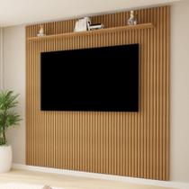 Painel para TV até 75 Polegadas MDF 224cmx218cm Frisado Curitiba Marrom Cinamomo Painel para TV até 75 Polegadas MDF 224cmx218cm Frisado Curitiba Marrom Cinamomo