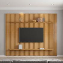 Painel para TV até 75 Polegadas Ripado 2 Prateleiras 100% MDF Roma