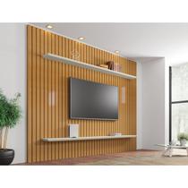 Painel para TV até 75 Polegadas Ripado 2 Prateleiras Roma