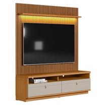 Painel Para Tv Até 75 Polegadas Ripado Betina Com Rack Nature E Off White 180x198 Cm L04 - D'rossi Painel Para Tv Até 75 Polegadas Ripado Betina Com Rack Nature E Off White 180x198 Cm L04 - D'rossi