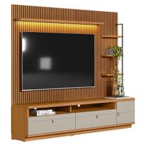 Painel Para Tv Até 75 Polegadas Ripado Com Rack E Módulo Direito Nature E Off White D'rossi