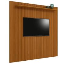 Painel Para Tv Até 75 Polegadas Ripado Impressão 3D Egeo Com Prateleira 2,25m Cedro EDN Painel Para Tv Até 75 Polegadas Ripado Impressão 3D Egeo Com Prateleira 2,25m Cedro EDN