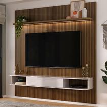 Painel para TV Até 75 Polegadas Ripado Pinho/Off White - Pnr Móveis