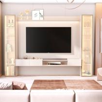 Painel para TV até 84 Polegadas LED com Vidro Reflecta 100% MDF 219CMX305CM Vitoria Regia Bege Painel para TV até 84 Polegadas LED com Vidro Reflecta 100% MDF 219CMX305CM Vitoria Regia Bege