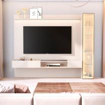 Painel para TV até 84 Polegadas LED Vidro Reflecta Cristaleira 100% MDF 219CMX269CM Vitoria Regia Yescasa Off White Painel para TV até 84 Polegadas LED Vidro Reflecta Cristaleira 100% MDF 219CMX269CM Vitoria Regia Yescasa Off White