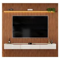 Painel Para TV Até 85 Polegadas 2,50m Ripado Autêntico Com Led Montreal Com Nicho Efraín