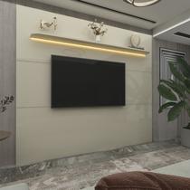 Painel para Tv até 85 Polegadas com Led 1 Prateleira 220cm Royal Off White