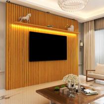 Painel para Tv até 85 Polegadas com Led Ripado Clean Nobre Naturale 230cm Painel para Tv até 85 Polegadas com Led Ripado Clean Nobre Naturale 230cm