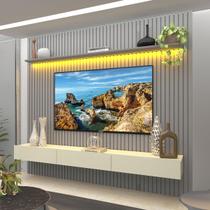 Painel para TV Até 85 Polegadas Nobre 3 Gavetas Ripado 100% Mdf Cinza/Off White - Gelius