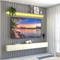 Painel para TV Até 85 Polegadas Noronha 3 Gavetas Ripado 100% Mdf Cinza/Off White - Pnr Móveis