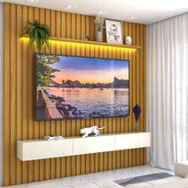 Painel para TV Até 85 Polegadas Noronha 3 Gavetas Ripado 100% Mdf Naturale/Off White - Pnr Móveis