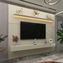 Painel para TV Até 85 Polegadas Royal 3 Gavetas 100% Mdf com Led Off White - Gelius Painel para TV Até 85 Polegadas Royal 3 Gavetas 100% Mdf com Led Off White - Gelius