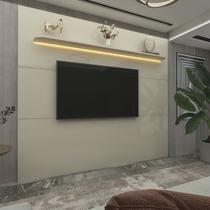 Painel para TV até 90 Polegadas 100% MDF com LED 219CMX195CM 1 Prateleira Royal Branco Painel para TV até 90 Polegadas 100% MDF com LED 219CMX195CM 1 Prateleira Royal Branco