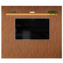 Painel Para Tv Até 90 Polegadas 2,75m Ripado Autêntico com Led e Prateleira Montreal Madeirado Painel Para Tv Até 90 Polegadas 2,75m Ripado Autêntico com Led e Prateleira Montreal Madeirado
