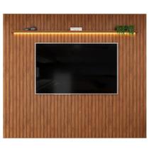 Painel Para Tv Até 90 Polegadas 2,75m Ripado Autêntico Com Led E Prateleira Montreal Madeirado Madeirado Painel Para Tv Até 90 Polegadas 2,75m Ripado Autêntico Com Led E Prateleira Montreal Madeirado Madeirado