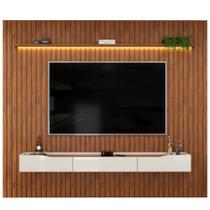 Painel Para TV Até 90 Polegadas 2,75m Ripado Autêntico Com Led Montreal Com Nicho Efraín