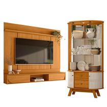 Painel para Tv Aura Cinamomo com Cristaleira Moss Cinamomo Off White - Madetec Painel para Tv Aura Cinamomo com Cristaleira Moss Cinamomo Off White - Madetec