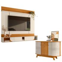 Painel para Tv Aura com Aparador para Sala Buffet Monza Cinamomo Off White - Madetec Painel para Tv Aura com Aparador para Sala Buffet Monza Cinamomo Off White - Madetec