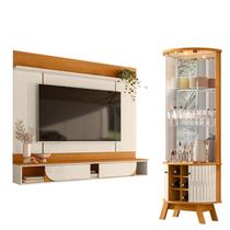 Painel para Tv Aura com Cristaleira Marina Cinamomo Off White - Madetec