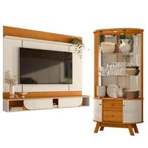 Painel para Tv Aura com Cristaleira Moss Cinamomo Off White - Madetec Painel para Tv Aura com Cristaleira Moss Cinamomo Off White - Madetec