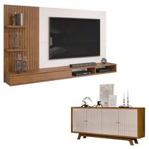 Painel para Tv Bento e Aparador Buffet Salle Freijó Off White DJ Móveis