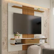 Painel para TV com Porta Damadine Off White Cinamomo Pintura 3D Ripada Painel para TV com Porta Damadine Off White Cinamomo Pintura 3D Ripada