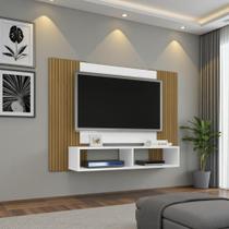 Painel para TV de até 47 Polegadas Bridge com Detalhe Ripado e Nicho Branco