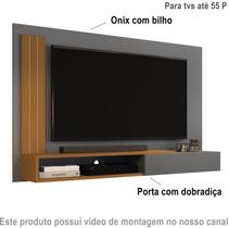 Painel Para TV de até 50 P Smart Luxo Martins com porta cor Onix / Nature - MJM Casa dos Moveis