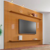 Painel Para Tv De Até 75 Polegadas Ripado 2 Prateleiras Roma Painel Para Tv De Até 75 Polegadas Ripado 2 Prateleiras Roma