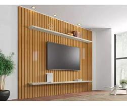Painel Para Tv De Até 75 Polegadas Ripado 2 Prateleiras Roma Painel Para Tv De Até 75 Polegadas Ripado 2 Prateleiras Roma