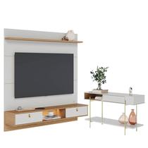 Painel para Tv Home Suspenso Bali 1.6 com Aparador para Sala Sena Off White Matte Freijó Colibri