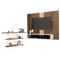 Painel para TV Home Suspenso Form com Aparador Infinity Castanho HB Móveis