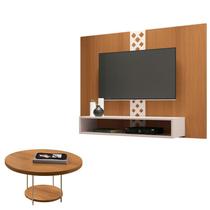 Painel para TV Home Suspenso Form com Mesa de Centro Sky Cinamomo Off White HB Móveis