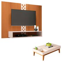 Painel para TV Home Suspenso Form e Mesa de Centro Vitta Cinamomo Off White HB Móveis