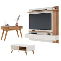 Painel para Tv Home Suspenso Juriti 1.8 com Mesa de Centro Jeri Off White Matte Freijó e Aparador Riviera Freijó - Colibri Painel para Tv Home Suspenso Juriti 1.8 com Mesa de Centro Jeri Off White Matte Freijó e Aparador Riviera Freijó - Colibri