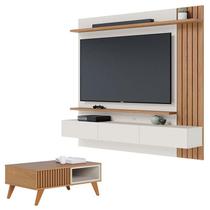 Painel para Tv Home Suspenso Juriti 1.8 Off White Matte Freijó com Mesa de Centro Jeri Freijó Off White - Colibri Painel para Tv Home Suspenso Juriti 1.8 Off White Matte Freijó com Mesa de Centro Jeri Freijó Off White - Colibri