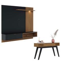 Painel para Tv Home Suspenso Tocantins 1.8 Preto Acetinado Noce Milano com Aparador para Sala Riviera Noce Milano Colibri