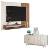 Painel para Tv Nando Freijó Off White e Aparador Buffet Brise Off White DJ Móveis