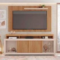 Painel para TV Navel 60" 180CM MDF-MDP Rodízios Buriti e Off White D'Rossi Painel para TV Navel 60" 180CM MDF-MDP Rodízios Buriti e Off White D'Rossi