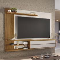 Painel para TV para TV de 65 Polegadas 1 Porta Ripado com Led Gibraltar Off White Tx/Freijó Trend - Pnr Móveis Painel para TV para TV de 65 Polegadas 1 Porta Ripado com Led Gibraltar Off White Tx/Freijó Trend - Pnr Móveis