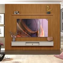 Painel Para TV Quarto 75 Polegadas 3.0 Com Nicho E Prateleira Nature Off White Shop Jm