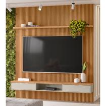 Painel para TV Ripado 2.2 Modular 1 Nicho engrossado e Prateleira Canela Linea Brasil - Nature/Off White Painel para TV Ripado 2.2 Modular 1 Nicho engrossado e Prateleira Canela Linea Brasil - Nature/Off White