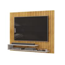Painel Para Tv Ripado Até 55 Polegadas Suspenso Com Prateleiras Home Rack Moderno Sala Quarto Luxo Cedro/bali