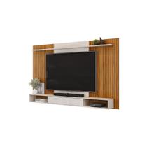 Painel Para Tv Ripado Até 70 Polegadas Suspenso Com Prateleiras Home Rack Moderno Sala Quarto Luxo Nicho