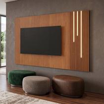 Painel para TV Ripado com LED 220cm MDF Valencia Marrom Painel para TV Ripado com LED 220cm MDF Valencia Marrom