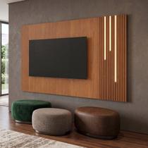 Painel para Tv Ripado com Led 220cm Mdf Valencia Marrom Naturalle Painel para Tv Ripado com Led 220cm Mdf Valencia Marrom Naturalle