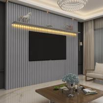 Painel Para Tv Ripado Com Led Nobre 230 Cinza - Gelius Painel Para Tv Ripado Com Led Nobre 230 Cinza - Gelius