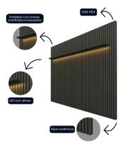 Painel Para Tv Ripado Com Led Nobre 230 Grafite - Gelius